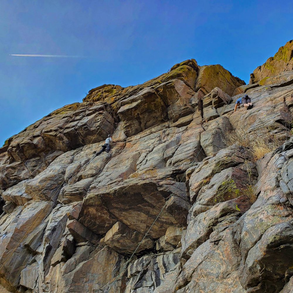 New sport climbers applying their lead climbing skills on various routes